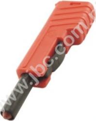 SLS 200 RT Wtyk izolowany 4mm z dodatkowym gniazdem 4mm, przyłącze przykręcane, 30A, czerwony, Hirschmann, 932153101, SLS200RT