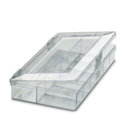 Skrzynka z przegródkami l. przedziałów: 7 szerokość: 250mm wysokość: 45mm głębokość: 170mm Polistyren Przezroczysty