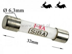 8A bezpiecznik ceramiczny szybki 6,3x32 500V