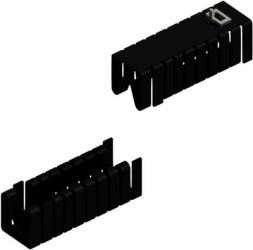 Clip-on heatsink, (L x W x H) 38.1 x 14.5 x 16.75 mm, 16 K/W, black anodized, 10006500