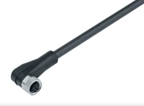 Sensor actuator cable, M8-cable socket, angled to open end, 3 pole, 5 m, PUR, black, 4 A, 79 3408 55 03