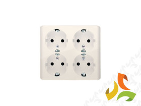 SIMON 54 Gniazdo poczwórne schuko n/t z przesłonami torów prądowych wersja skandynawska zaciski śrubowe krem EGSZ4NZ/41 KONTAKT