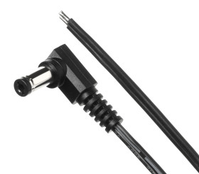 Przewód DC dwużyłowy 2x0,5mm2 wtyk 2,5x5,5 mm kątowy | 1,5m