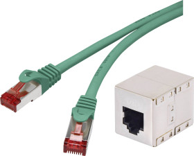 Renkforce RF-3828964 RJ45 Kabel sieciowy, kabel krosowy CAT 6 S/FTP 0.25 m zielony z zaczepami blokującymi, styki pozłac