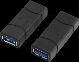 AU0026 USB 3.0 adapter, USB-A/F to USB-A/F, black