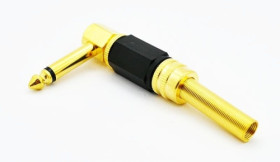 Wtyk JACK 6,3mm mono kątowy, obudowa metalowa czarna guma JW658