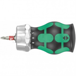 Wkrętak krótki, uchwyt bitów z magazynkiem i w zestawie z 6 bitami Stubby WERA