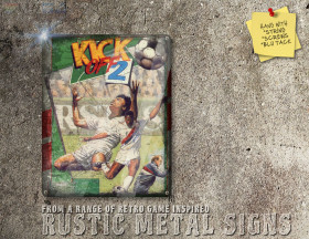 Vintage Looking Amiga Game Kickoff 2 Box Artwork Metal Sign [655]