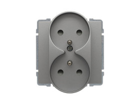 KOS 66 Gniazdo podwójne z uziemieniem i przesłoną torów prądowych bez ramki aluminium 664047 KOS