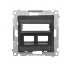 Simon 55 Pokrywa gniazd teleinformatycznych na Keystone skośna podwójna z polem opisowym (moduł) Czarny mat TKP2S.01/149