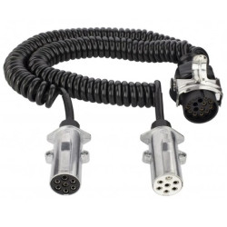 Spiralny adapter kablowy QLY-s do naczepy 24V wtyk 15-pin / 2 metalowe wtyki 7-pin typu N+S 4m