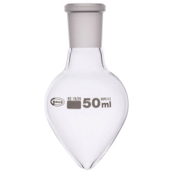 Glassco Pear Shape Single Neck Flask 50ml, 19/26 Pack of 10
