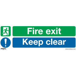 Worksafe SS32P1 Safety Sign Fire Exit Keep Clear (Large) - Rigid Plastic