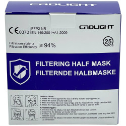 CRD Light CRDFFP2 Dust Mask 25 pieces FFP2 5-Layer 94% Filtration No Valve