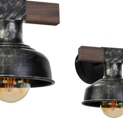 Kinkiet FARO BLACK / WOOD 1xE27 60W MLP6241 Milagro