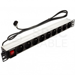 Listwa zasilająca RACK 19" 1U 9 gniazd z wtykiem C14 i wyłącznikiem 1,8m BOWI