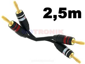 Przewody głośnikowe banan - banan 2,5m