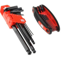 Zestaw kluczy imbusowych Jednostki metryczne, 16 szt. 1.5mm Końcówka kulkowa, Klucz sześciokątny, typu L, RS PRO