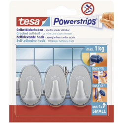 teas 58055-00004-20 POWERSTRIPS Hook Large Chrome Matt 2 pieces No Wall Damage