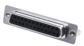 Złącze D-Sub 25-pinowe Żeński Proste Montaż na panelu raster 2.77mm Złoto