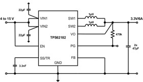 4-V to 15-V, 6-A synchronous buck converter with power good, 1% accuracy, and adjustable soft start