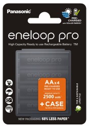 4 x akumulatorki Panasonic Eneloop PRO NEW R6 AA 2500mAh BK-3HCDEC4BE (blister + box)