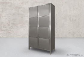 Szafa ze stali nierdzewnej, 8 drzwiczek frontowych, wym. 100x40x200 cm