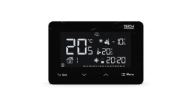 Tech St-293 V3 - Regulator Pokojowy Przewodowy Dwustanowy Kolor Czarny Szklany