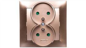 Impresja Gniazdo Podwójne Z/U Z Przesłonami Złoty Metalik Gp-2Yzp/28