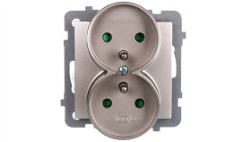 As Gniazdo Podwójne Z/U Z Przesłonami Satyna Light Gp-2Grzp/M/45