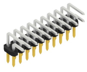 Pin header, 20 pole, pitch 2 mm, angled, black, 10062738