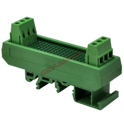 CZH-LABS DIN Rail Mounting Carrier Housing with Prototype Board, PCB Size 20.3mm x 73mm.