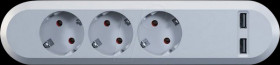 381.801 SMART 3x protective contact 2x USB charger, 5VDC 3.1 A, white