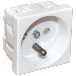 Gniazdo zasilające 230V [2P+Z] 2M 45x45 z kluczem białe Mediabox Alantec