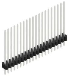 Pin header, 20 pole, pitch 1.27 mm, straight, black, 10060868