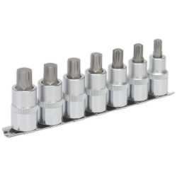 Sealey AK6234 Ribe Socket Bit Set 7pc 1/2&quot;sq Drive 55mm