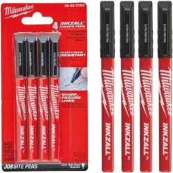 Marker budowlany INKZALL Czarny cienki 0,6mm BLISTER 4 sztuki MILWAUKEE