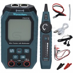 Tester kabli sieciowych RJ45, Multimetr + Szukacz par przewodów lokalizator "Wire Tracker" FORSCHER FS8116