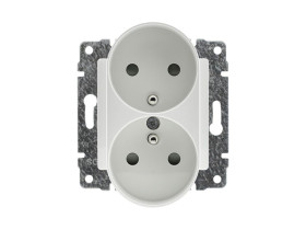 VENA Gniazdo podwójne z uziemieniem i przesłoną torów prądowych bez ramki biały 510447 KOS