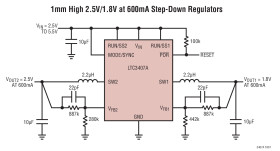 Dual Synchronous 600mA, 1.5MHz Step-Down DC/DC Regulator