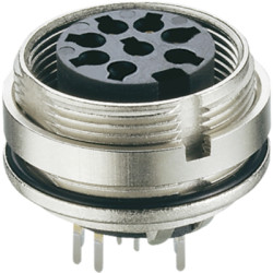 Panel socket, 8 pole, solder cup, screw locking, straight, 0307-1 08-1
