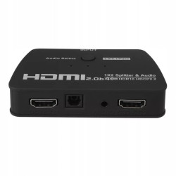 Rozgałęźnik HDMI 1x2 4K HDCP 2.2 Splitter + Ekstraktor Audio Toslink/Jack
