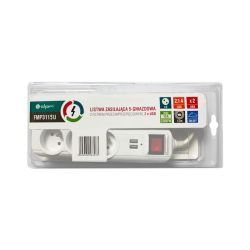 Listwa przepięciowa 3gn.1,5m + 2x USB (DC 5 V, 2,1 A) / FMP3115U