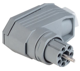 N6R FF obudowa gniazda kablowego 6+PE, kątowa z śrubą M3x60mm (styki typu CRIMP RBC 162 zamawiane oddzielnie), Hirschmann, 93143