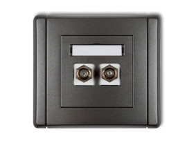 FLEXI Gniazdo antenowe podwójne typu "F" (SAT) niklowane grafitowy 11FGF-2 KARLIK