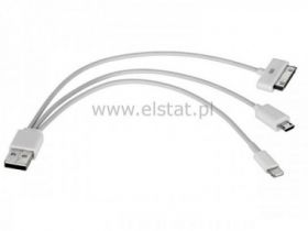 Kabel USB - IPOD IPHONE 5 biały 3 w 1