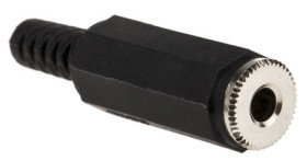 Złącze Jack 3,5 mm Żeński Mono Montaż na kablu Czarny 12 V DC 1A