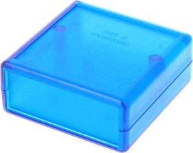 ABS device enclosure, (L x W x H) 66 x 66 x 28 mm, blue/transparent, IP54, 1593KTBU