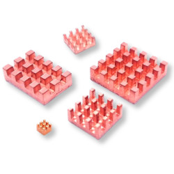 Set of 5 copper heatsinks for Raspberry Pi 4B with thermally conductive tape