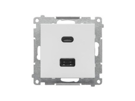 SIMON 55 Ładowarka USB typu C+A Quick Charge 5/9/12V 3.1 A 5V DC 230V jasnoszary mat TEC2CA.01/114 KONTAKT SIMON